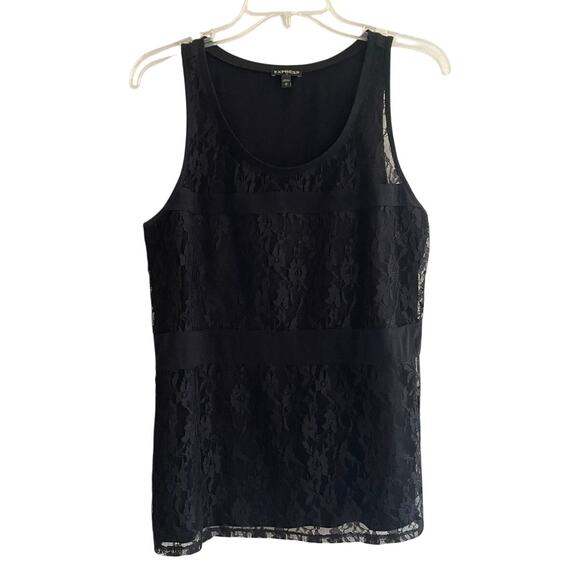 Express Lace Black Tank‎ Top Size Medium - Picture 1 of 7